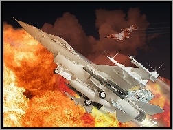 Rakiety, Falcon, F-16, Wybuch
